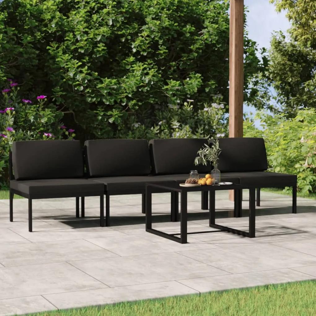 3107786 vidaXL Set mobilier de grădină cu perne, 5 piese, antracit, aluminiu