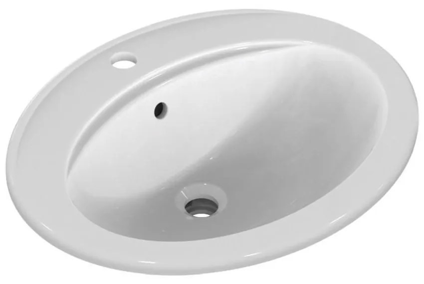 Lavoar incastrat alb 56 cm, oval, orificiu baterie si preaplin, Ideal Standard Eurovit