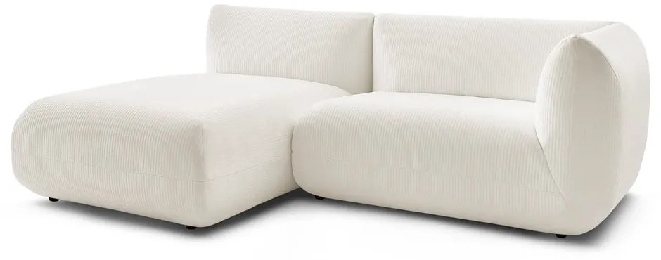 Colțar alb cu tapițerie din catifea reiată (cu colț pe partea stângă ) Lecomte – Bobochic Paris