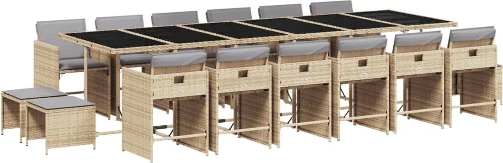 vidaXL Set mobilier grădină cu perne, 17 piese bej combinat poliratan