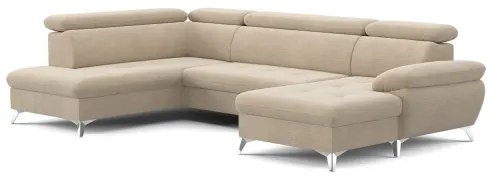 Canapea extensibilă colțar U CATANIA stânga, spațiu depozitare, bej