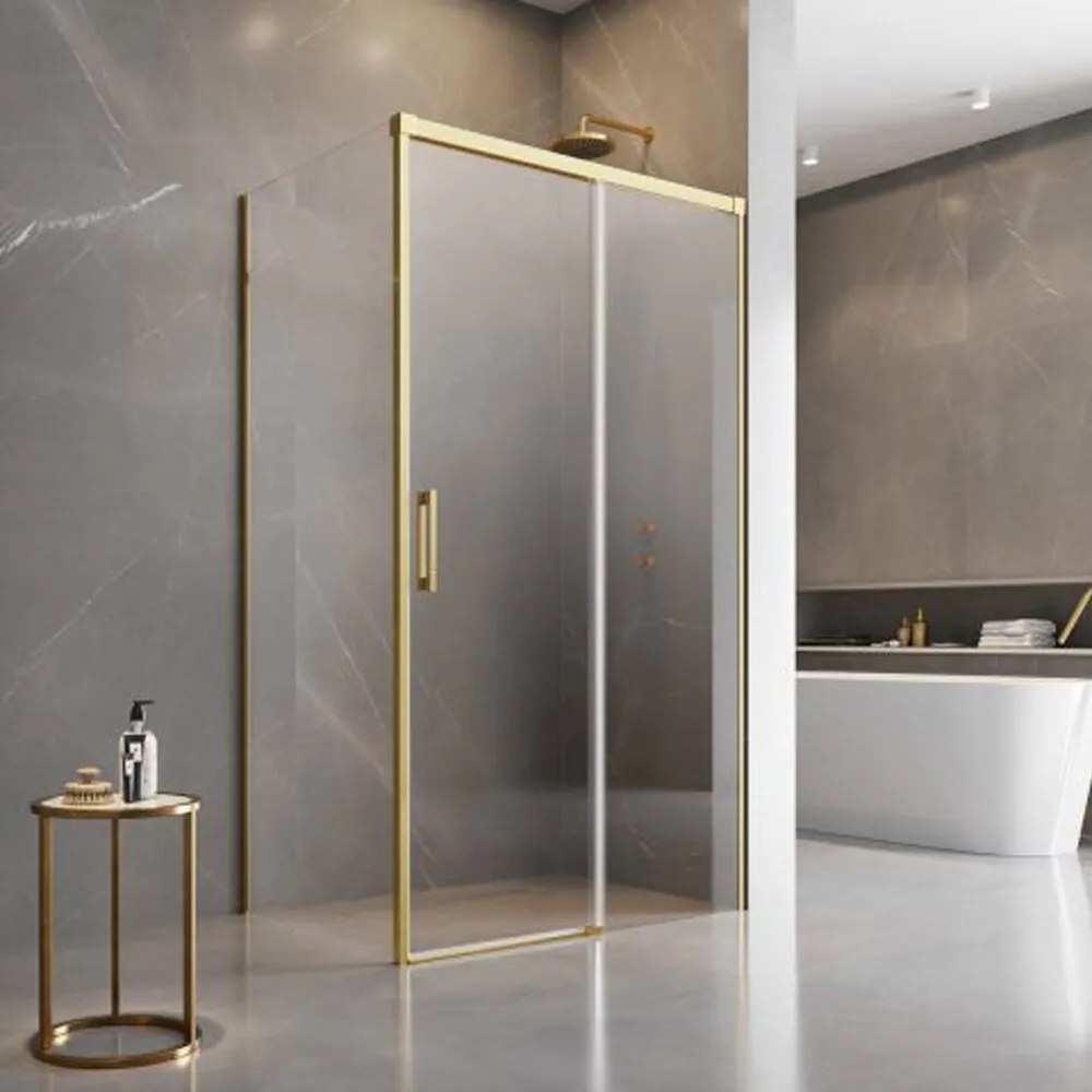 Usa de nisa culisanta Radaway Idea KDJ 140 cm sticla 6 mm auriu-transparent deschidere dreapta