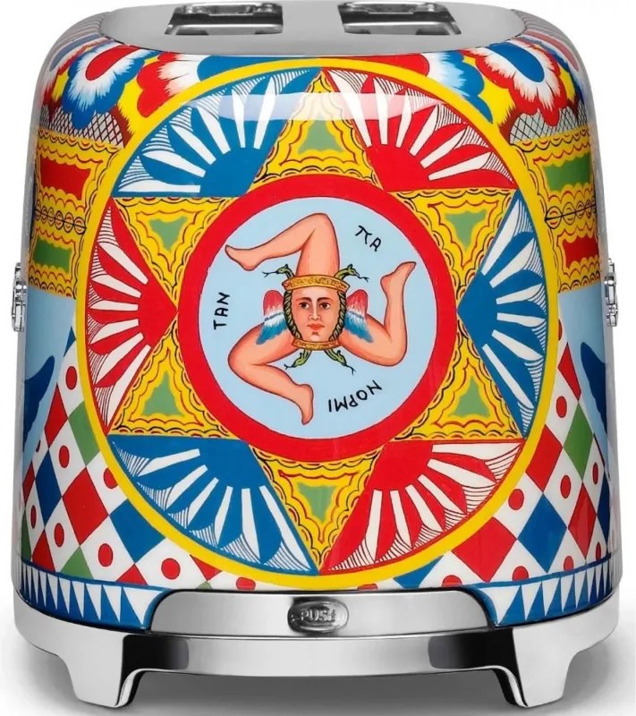 Prajitor de paine SMEG Dolce & Gabbana Sicily is my Love! TSF02DGEU, 1500 W, 4 felii, 6 trepte, Tava pentru firimituri, Cablu integrat, Otel inoxidabil, Multicolor