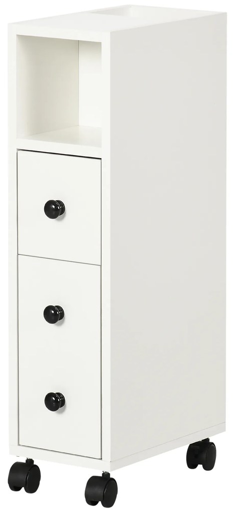 kleankin Suport hârtie igienică - Dulap pentru hârtie igienică - 3 nivele + Orificiu pentru hârtie Panouri aspect alb | Aosom Romania