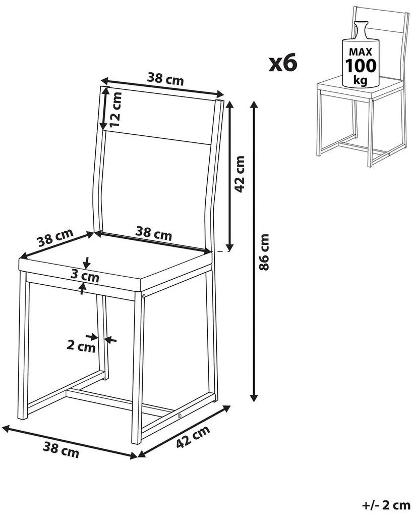 Set scaune de sufragerie 6buc. Lasido (maro închis). 1009986