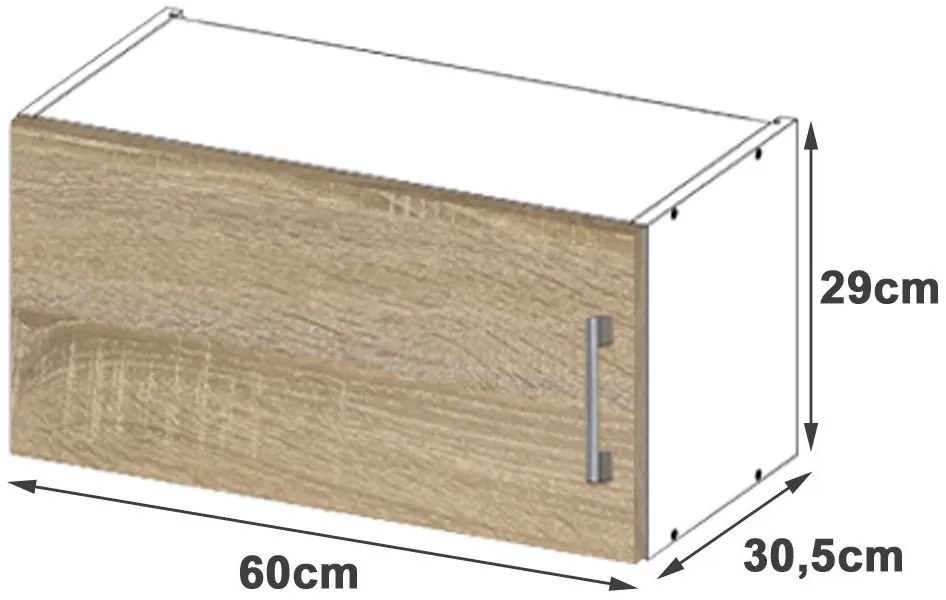 Dulap superior de bucătărie Lula w60ok (Alb + stejar sonoma). 1068598