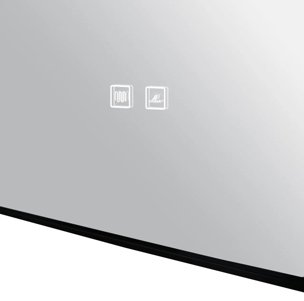 🪞 Oglindă LED cu Touch și Funcție Dezaburire – Ramă Negru, 60x80 cm, Model J187-6080 Smack