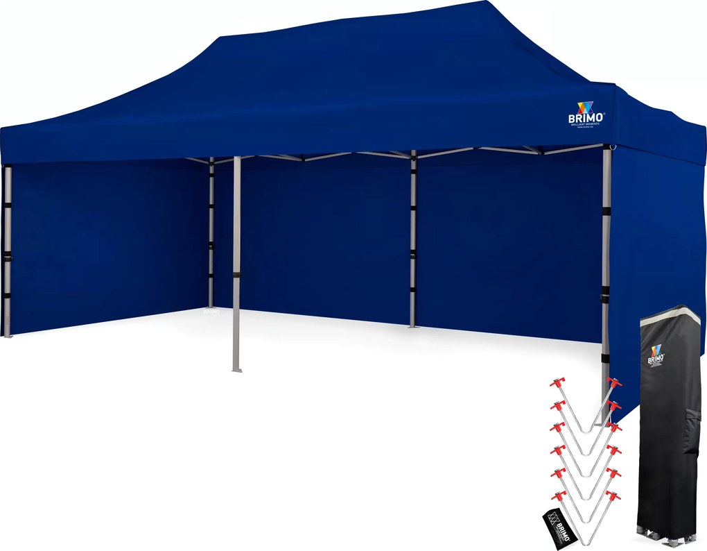 Cort de nuntă 3x6 m din aluminiu – Elegant și de montare rapidă - cu 3 pereți - Albastru