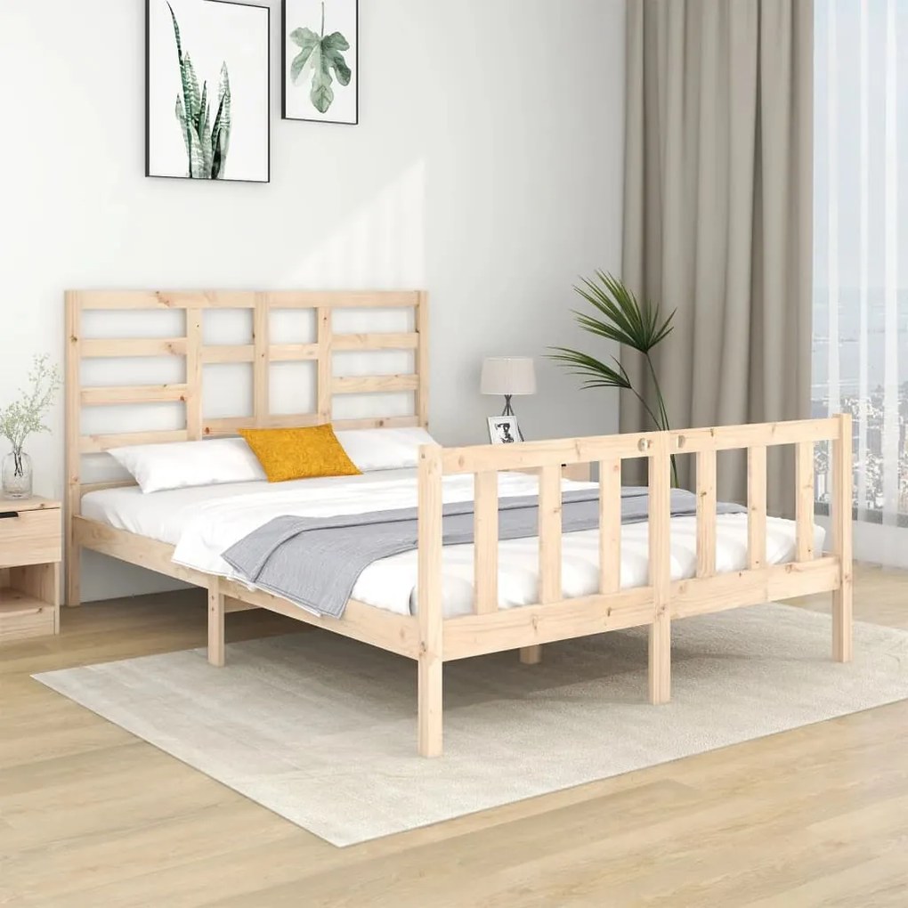 vidaXL Cadru de pat mic dublu, 120x190 cm, lemn masiv
