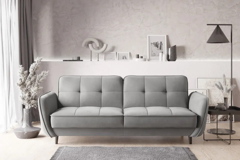 Canapea tapitata, extensibila, cu spatiu pentru depozitare, 220x83x90 cm, Bellis 04, Eltap (Culoare: Gri pepit / Vero 4)