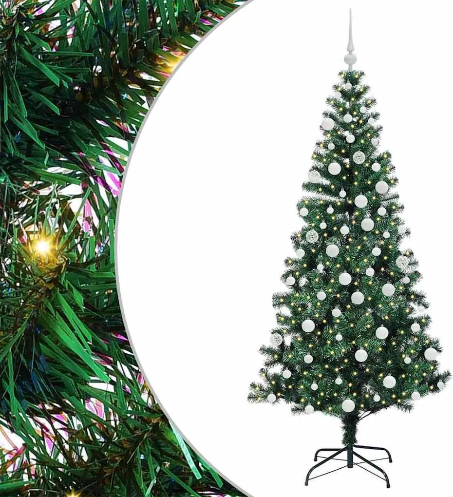 vidaXL Pom de Crăciun artificial pre-iluminat cu 300 LED Verde 180 cm