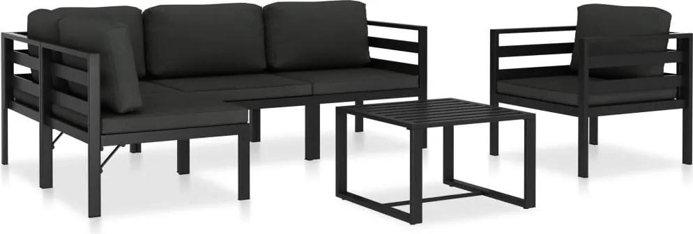 vidaXL Set mobilier de grădină cu perne, 6 piese, antracit, aluminiu