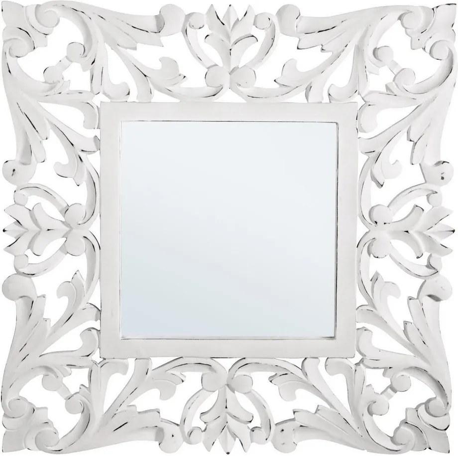 Oglinda decorativa perete cu rama lemn alb vintage Dalila 42 cm x 3 cm x 132 h