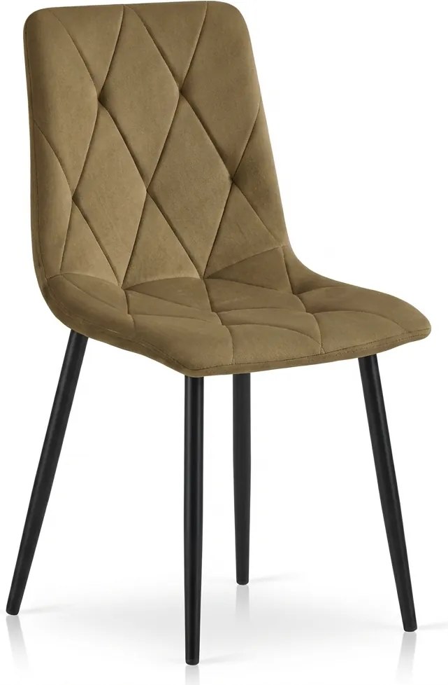 Scaun de catifea maro LIBRA OLIVE BROWN cu picioare negre