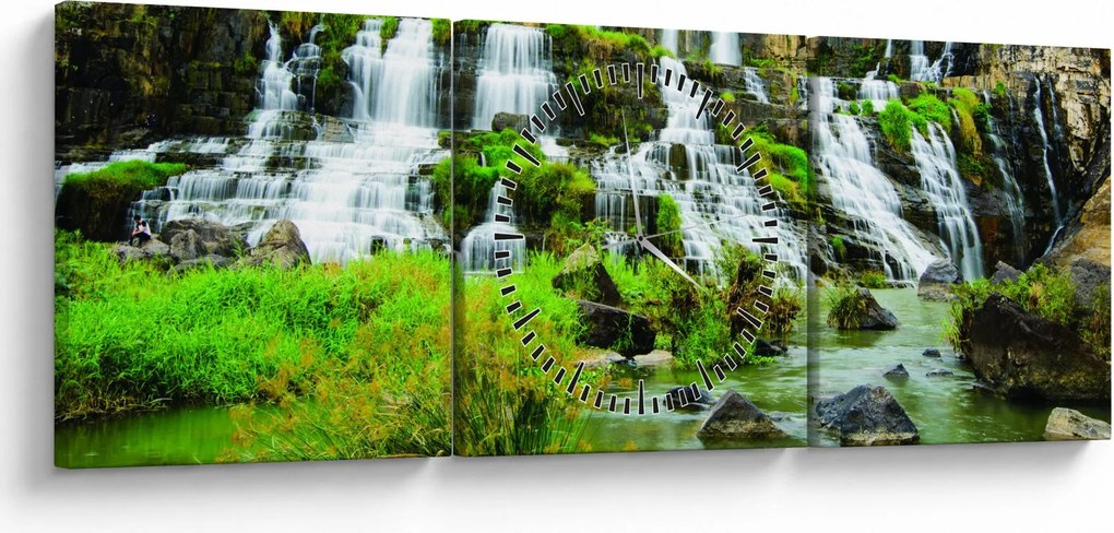 Tablou - cascade (cu ceas) (90x30 cm)