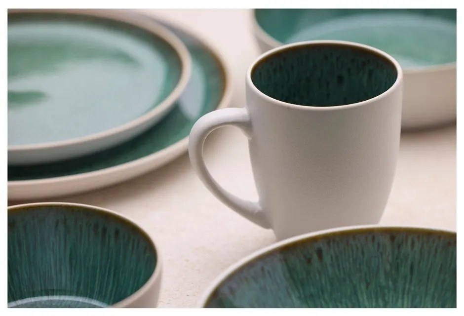 Cană albă/verde din ceramică 300 ml Gastro White/Green – Bitz