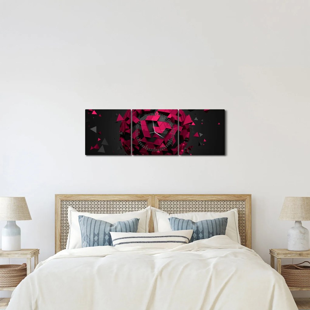 Tablou cu abstracție 3D (cu ceas) (90x30 cm)