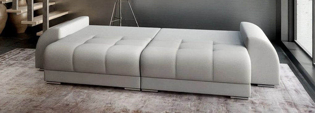 Canapea extensibilă dumonde cu 2 lăzi de depozitare si sezut confortabil din spuma high-density, Verona Enjoy Silver 310x100 cm