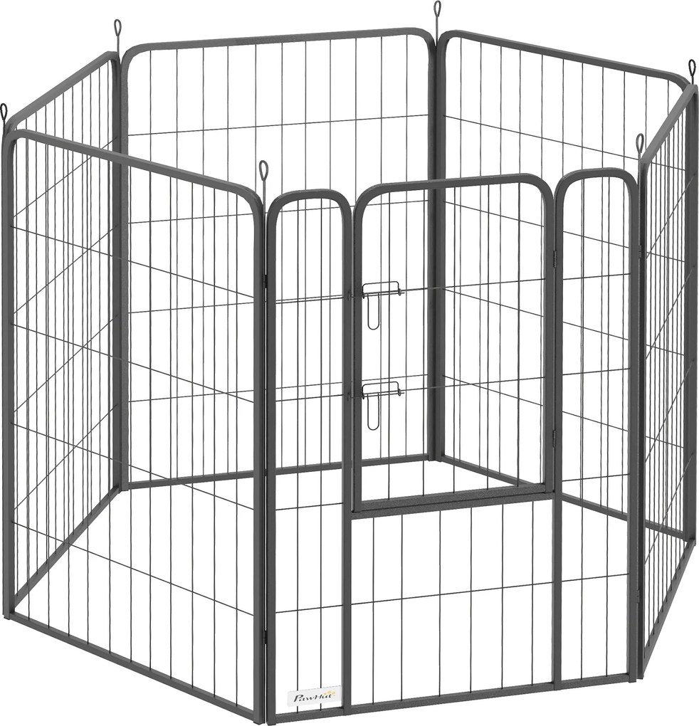 PawHut Țarc pentru câini cu 6 panouri, robust, cu ușă sigură, pentru interior și exterior, pentru grădină, camping, 100 cm înălțime | Aosom Romania