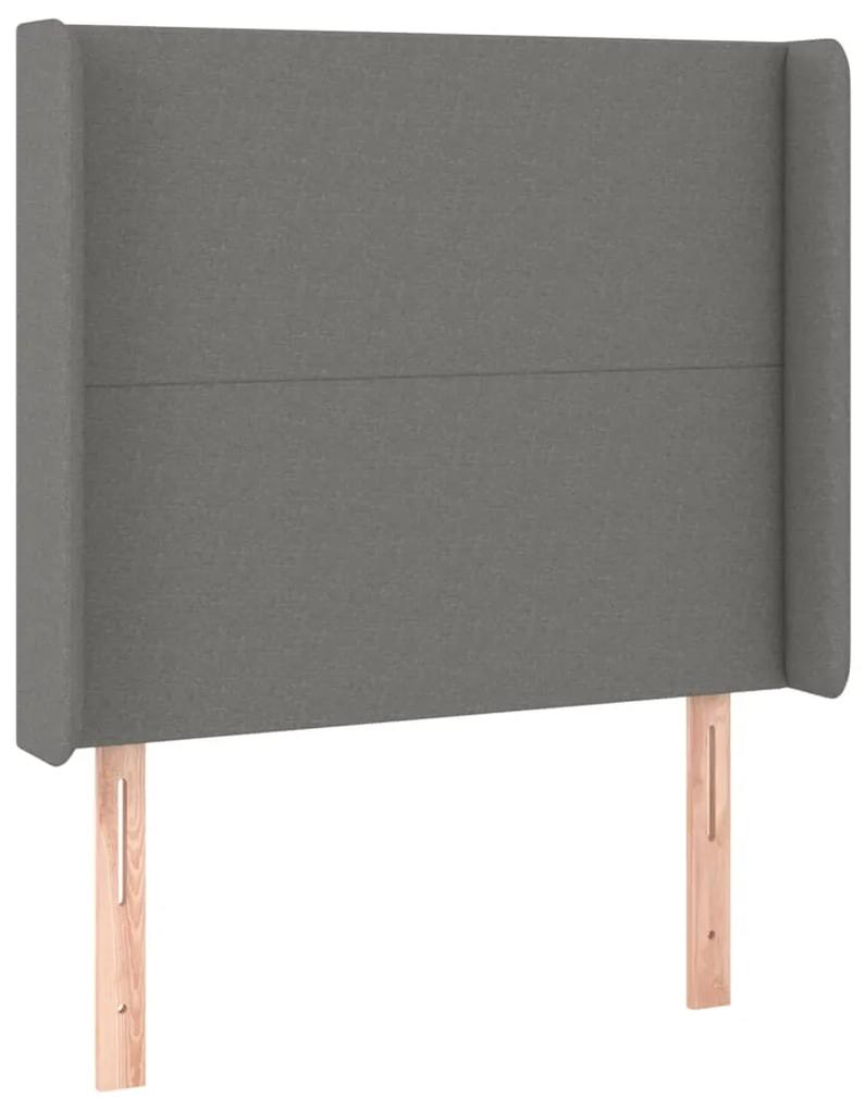 Pat box spring cu saltea, gri inchis, 100x200 cm, textil Morke gra, 100 x 200 cm, Design simplu