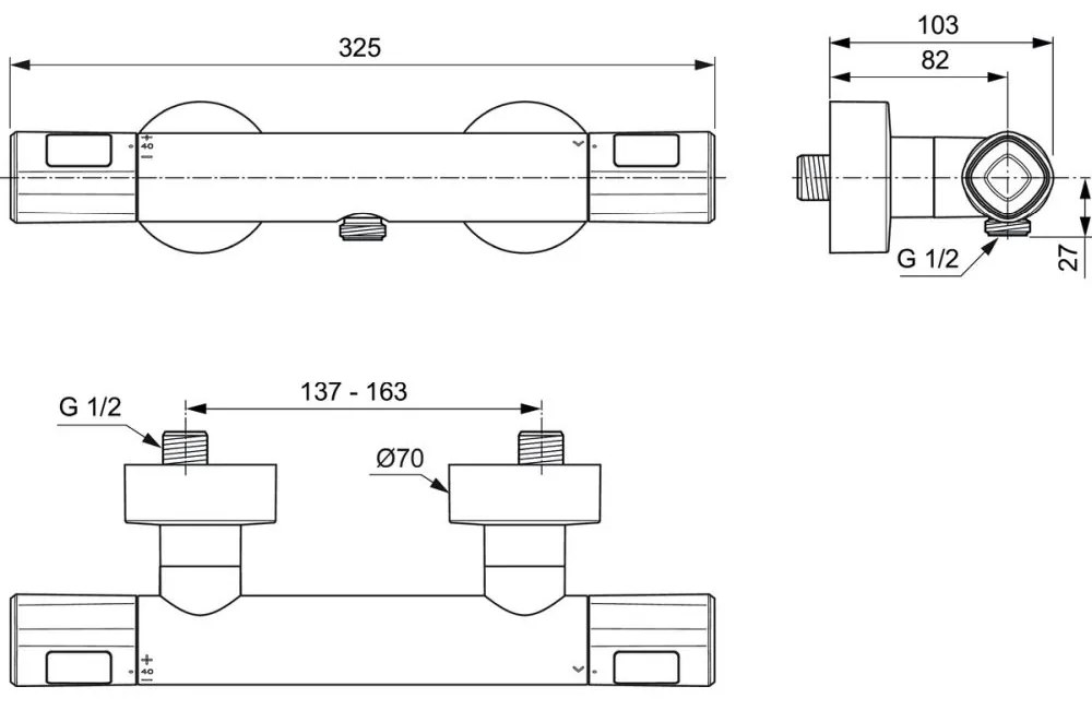 Baterie dus termostatata Ideal Standard Ceratherm T100 crom lucios