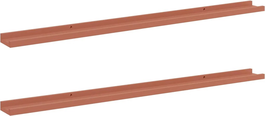 vidaXL Raft de perete cu raft 2 pcs Roșu 115 x 9 x 3 cm Lemn compozit