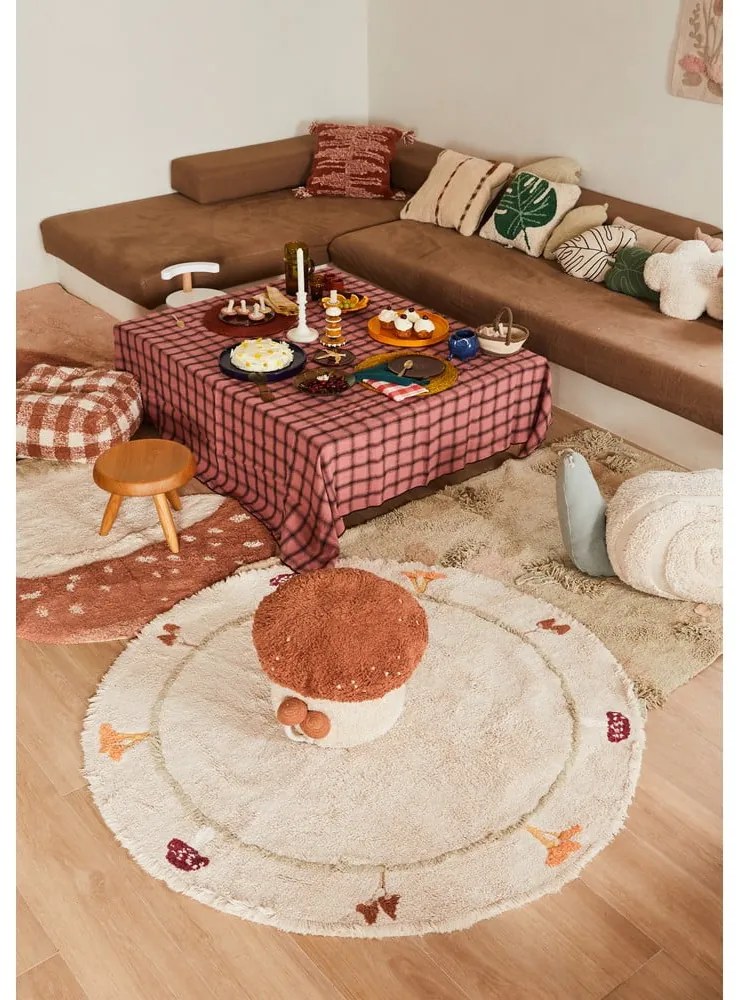 Covor de joacă pentru copii bej din bumbac 120x160 cm Mushroom Forest – Lorena Canals