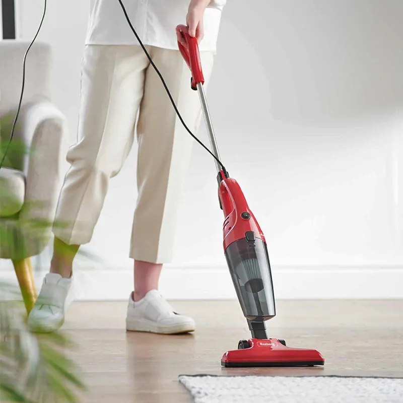 Aspirator vertical Rosberg R51001A, 600W, 800 ml, Filtru HEPA, Manual, Rosu