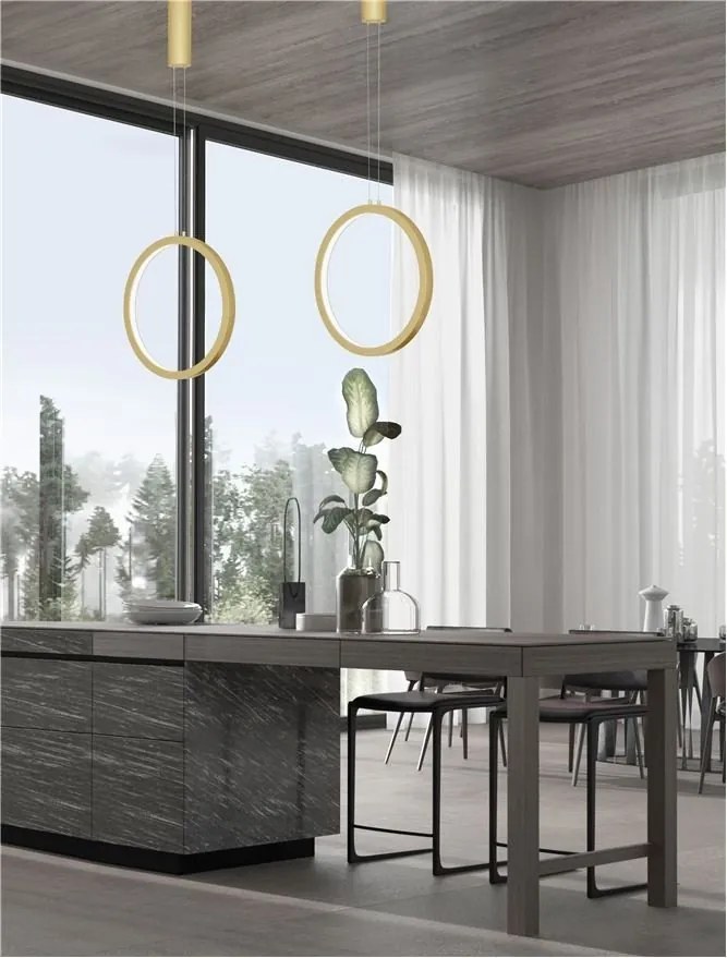 Pendul LED dimabil design modern Change auriu 39,5cm