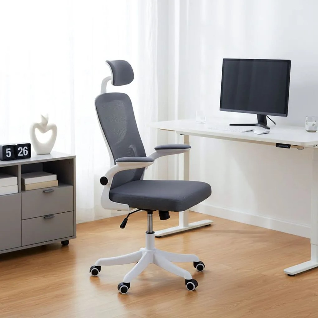 Scaun de birou ergonomic din mesh cu brațe rabatabile OFF 336 gri
