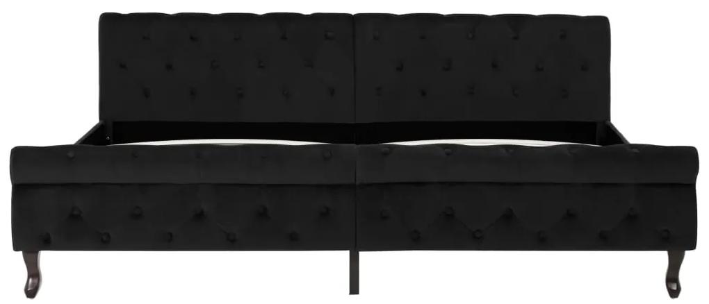 Cadru de pat, negru, 200 x 200 cm, catifea Negru, 200 x 200 cm