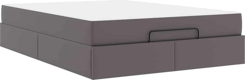 vidaXL Cadru de pat cu saltea cu saltea 2 pcs Gri PVC