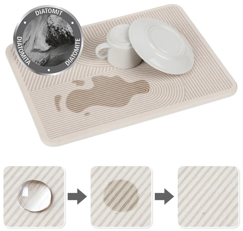 Scurgător de vase bej din diatomit 40x30 cm Damon – Wenko