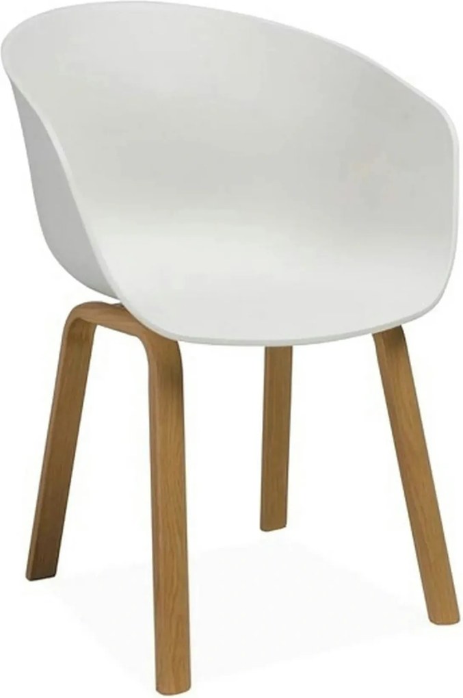Scaun EGO, alb/stejar, plastic/metal, 56x42x80 cm