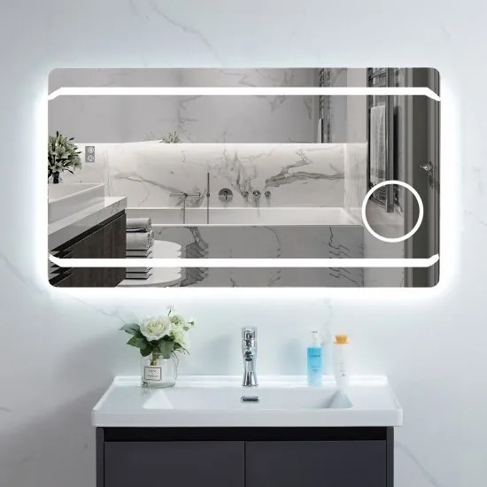 Oglinda Baie cu Led, 90X60 Cm, Functie dezaburire, Esn41, Oglinda Mica Lupa Cosmetica
