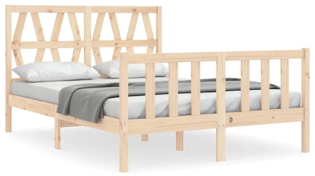 3192466 vidaXL Cadru de pat cu tăblie, dublu, lemn masiv