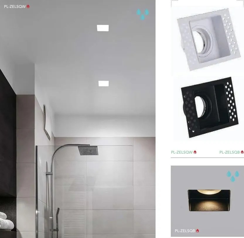 Spot incastrabil rezistent foc protectie IP65 Zelda Trimless Square alb