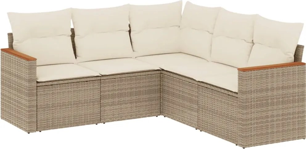 vidaXL Set canapele de grădină cu perne, 5 piese, bej, poliratan