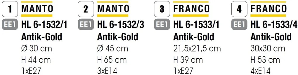 Lustra / Pendul design rustic Frano Latern HL 6-1533/4 Antik/gold OR