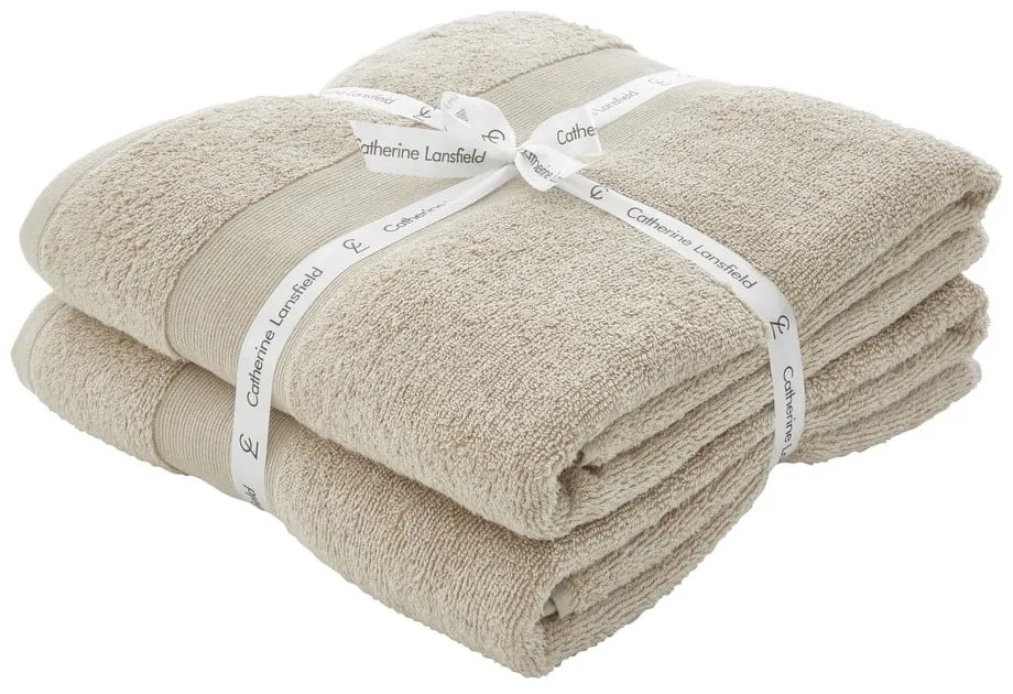 Prosoape bej 2 buc. din bumbac din frotir 90x140 cm Anti-Bacterial – Catherine Lansfield