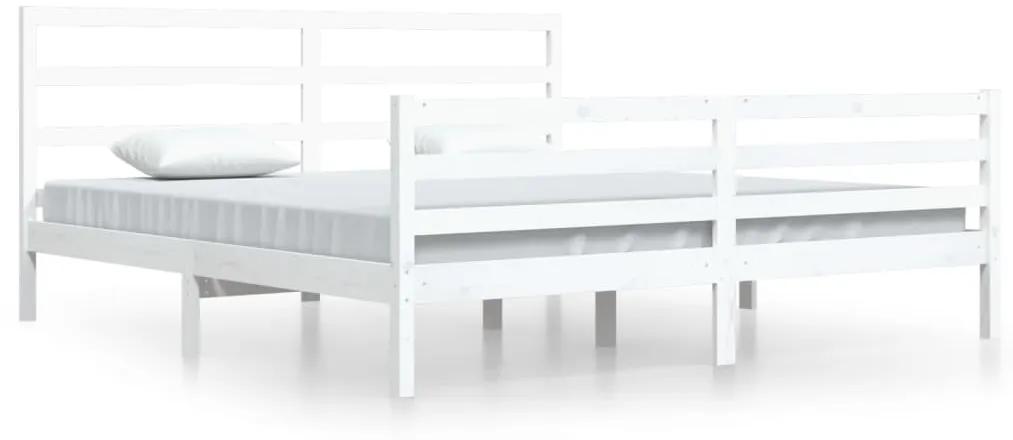 3105027 vidaXL Cadru de pat, alb, 200x200 cm, lemn masiv de pin