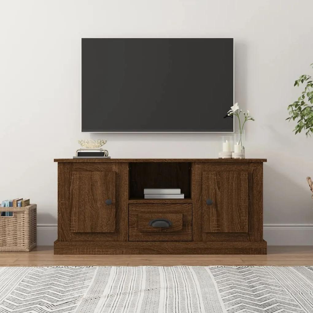 Comoda TV, stejar maro, 100x35,5x45 cm, lemn prelucrat