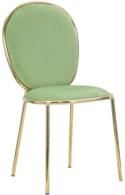 Scaun de dining Glam Emily, 90x44x50 cm, metal/ poliester, auriu/ verde