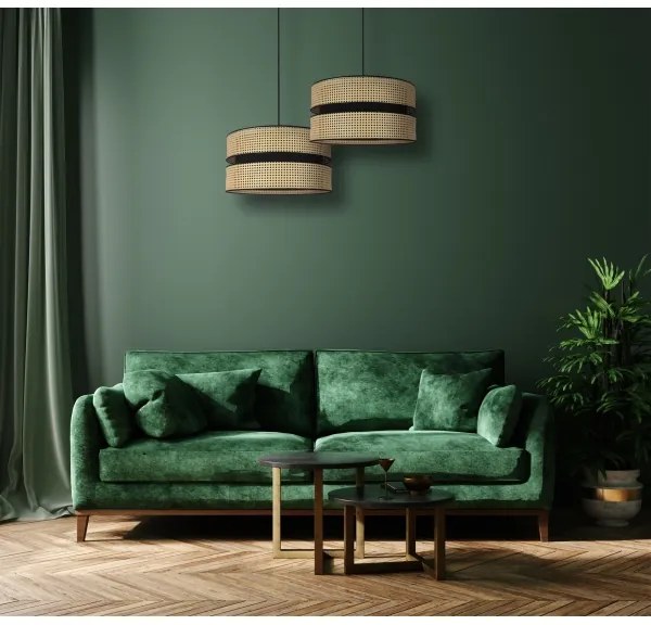 Lustră pe cablu Duolla DUO 1xE27/15W/230V d. 40 cm ratan/negru