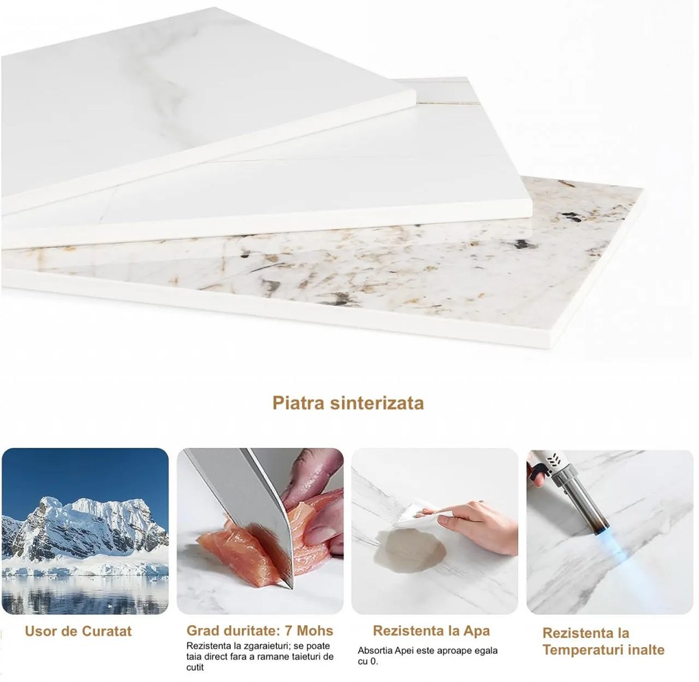 MAU8 - Masa Consola 120x30x78 cm, masuta hol, living, dormitor - Auriu-Alb