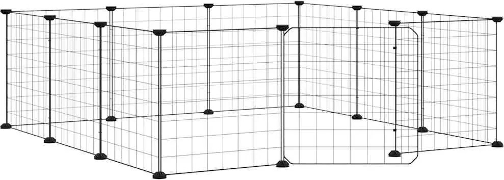 vidaXL Cușcă pentru animale de companie cu 12 panouri și ușă, neagră, 35x35 cm, oțel