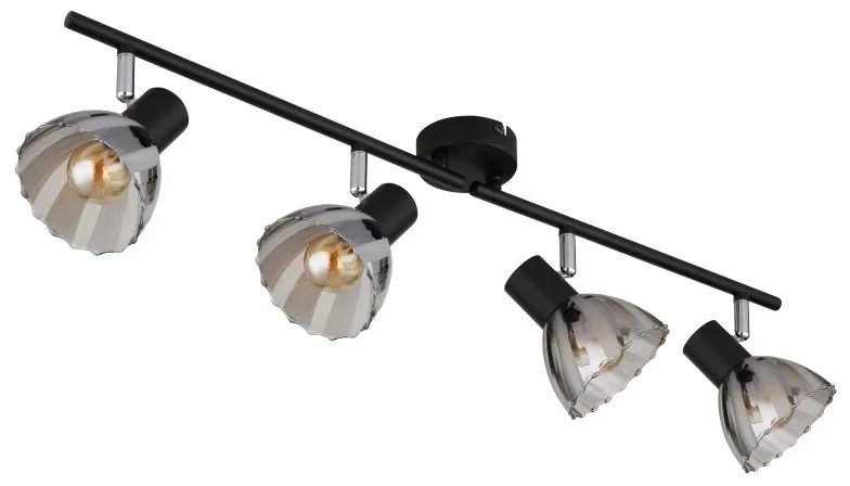 Plafoniera metal negru sticla fumurie ZACHERY 4L