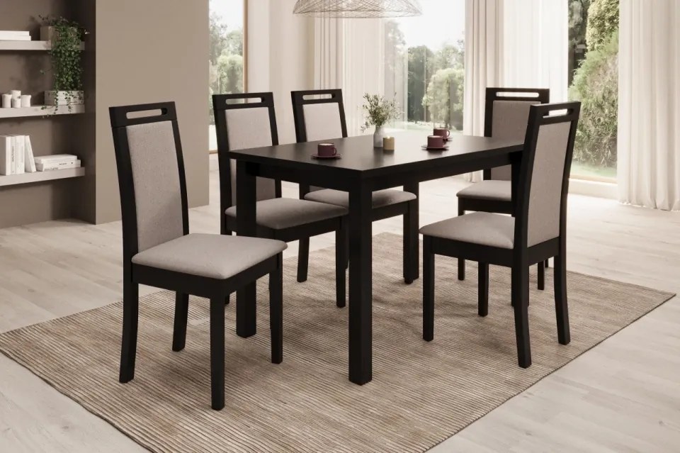 Scaun tapitat, din lemn, Nola VI, ADRK Furniture (Culoare: Negru / Opium 20)