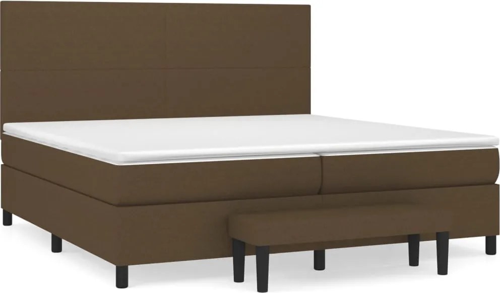 vidaXL Pat box spring cu saltea, maro închis, 200x200 cm, textil