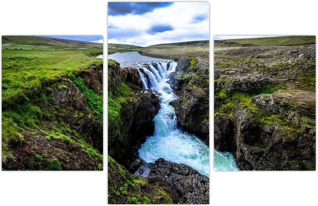 Tablou - Cascada intre stânci (90x60 cm)